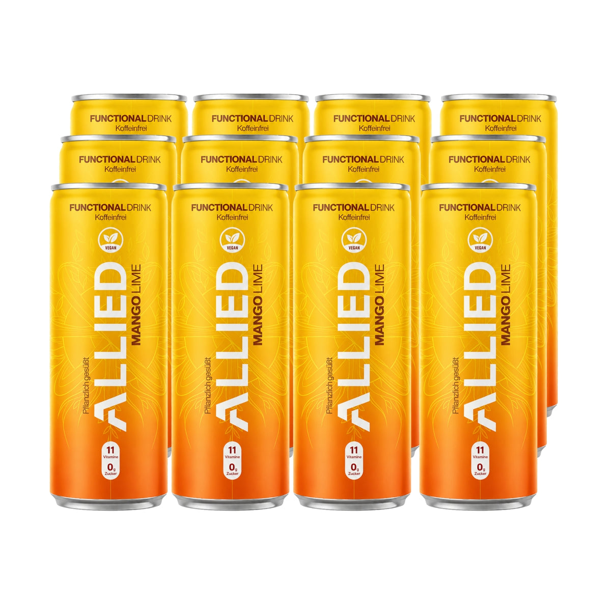 12er Bundle, Functional Vitamin Drinks, 250ml Dosen, Mango Lime gelb